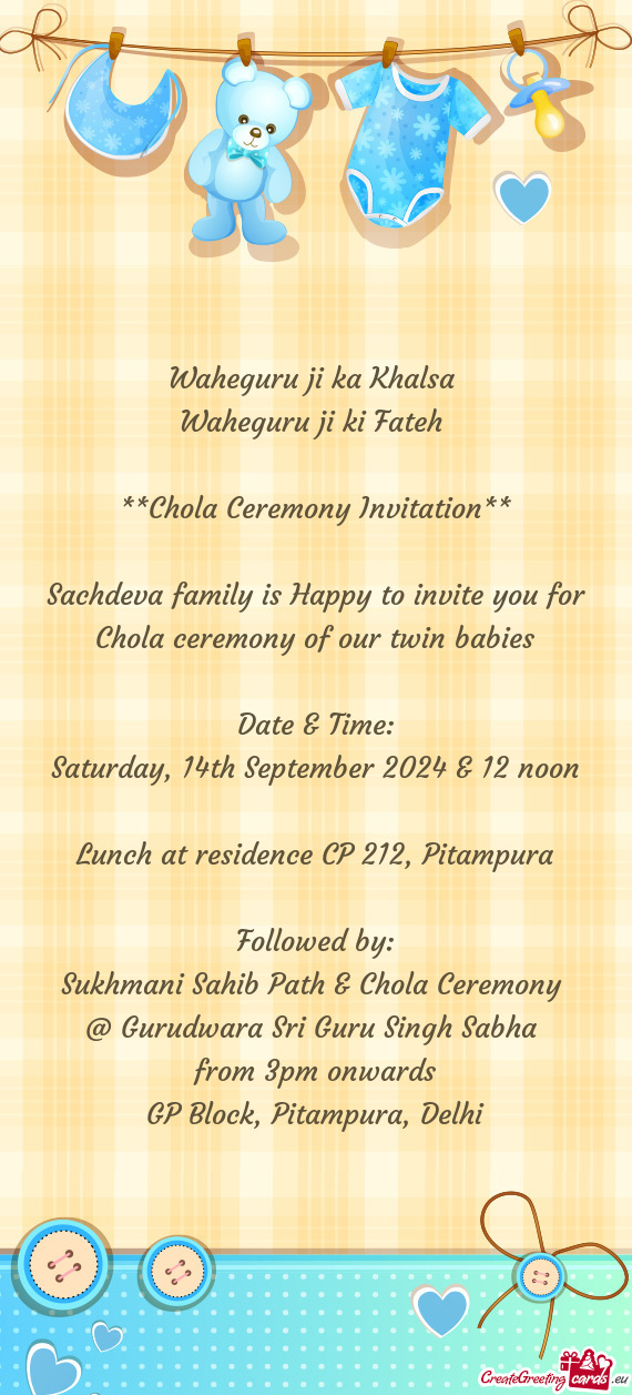 Sachdeva family is Happy to invite you for