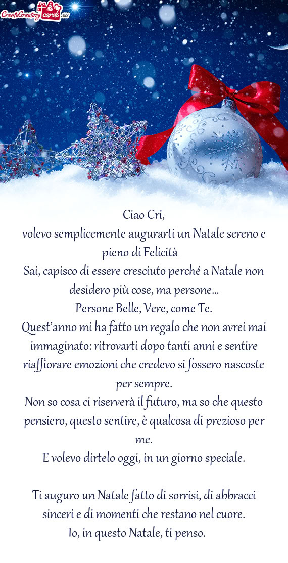 Sai, capisco di essere cresciuto perché a Natale non desidero più cose, ma persone…