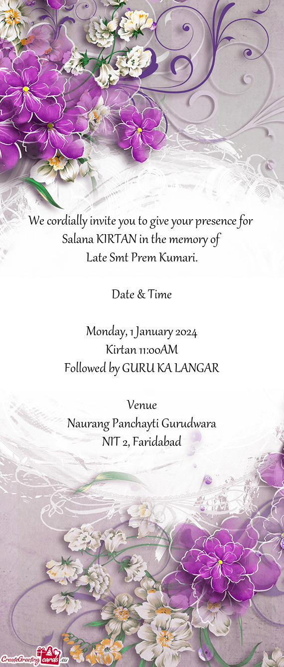 Salana KIRTAN in the memory of