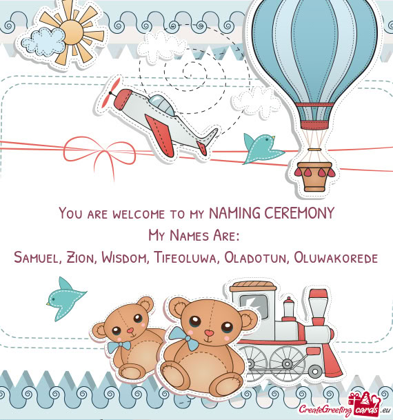 Samuel, Zion, Wisdom, Tifeoluwa, Oladotun, Oluwakorede