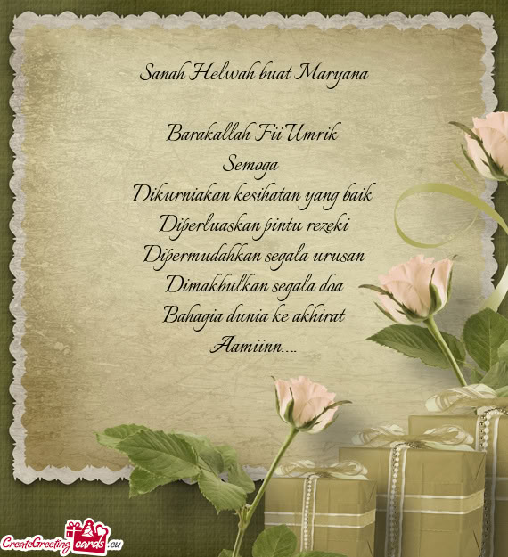 Sanah Helwah buat Maryana