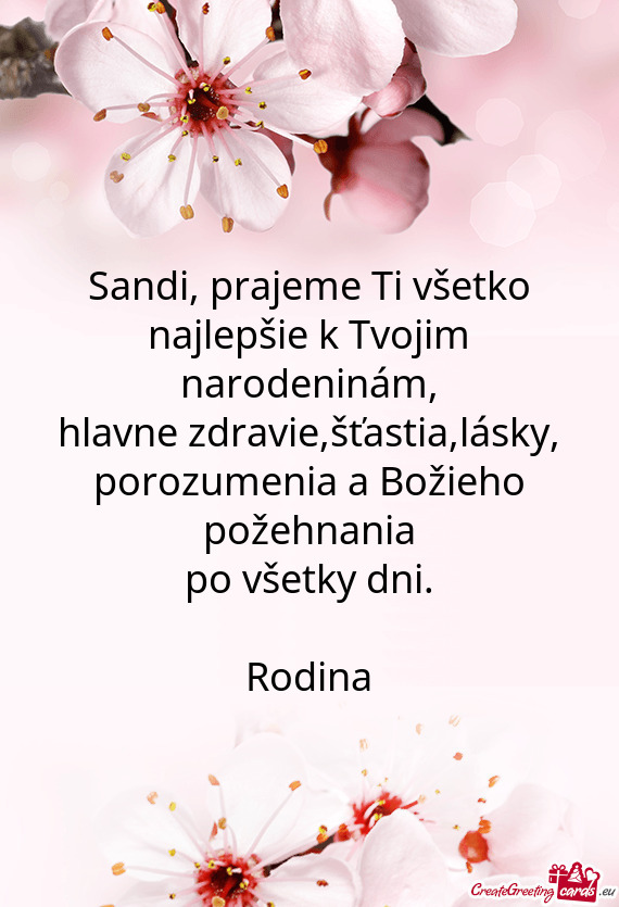 Sandi, prajeme Ti všetko najlepšie k Tvojim narodeninám