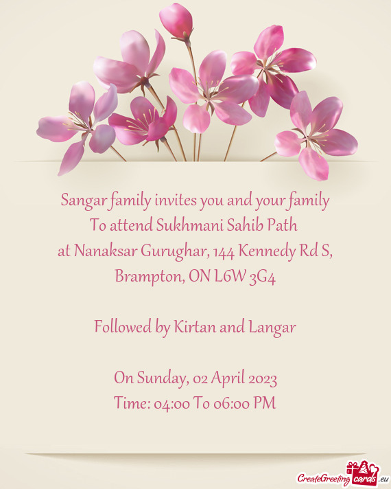 Sangar family invites you and your family