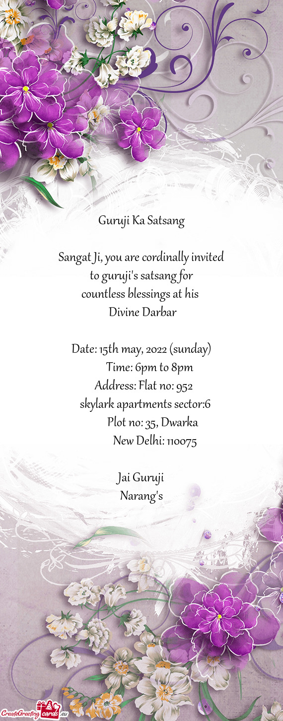 Sangat Ji, you are cordinally invited