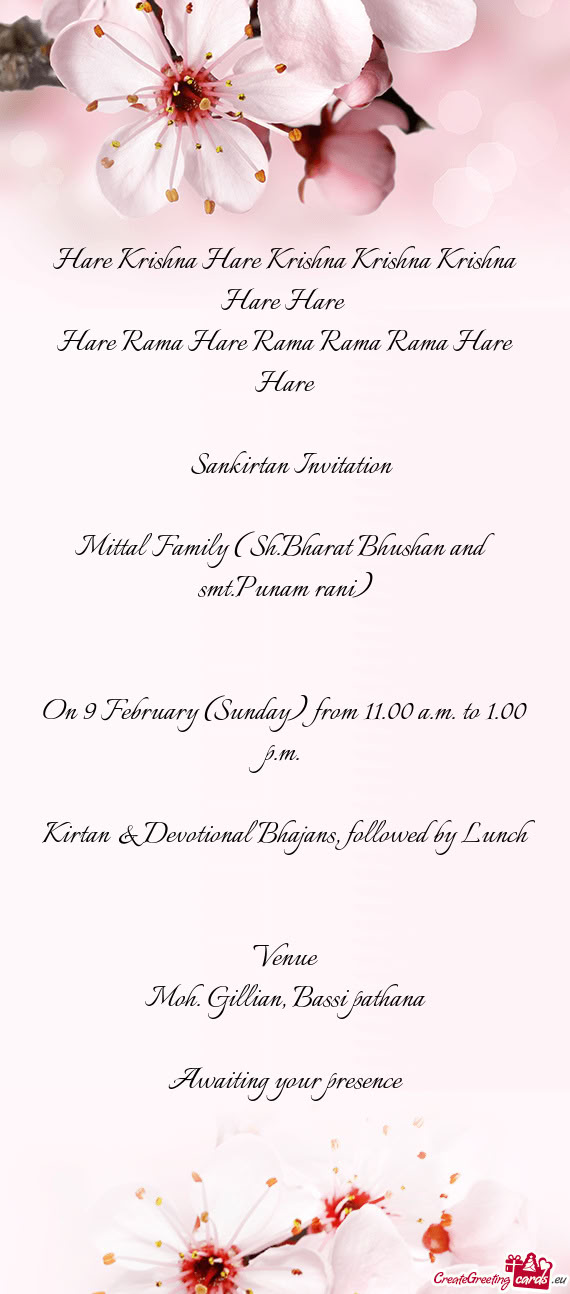 Sankirtan Invitation