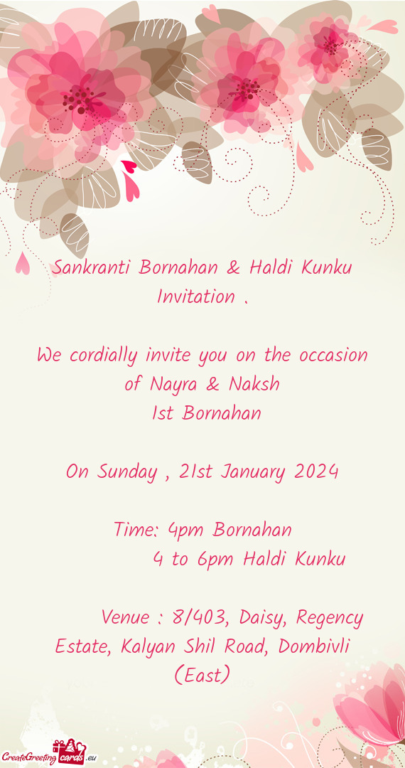 Sankranti Bornahan & Haldi Kunku Invitation