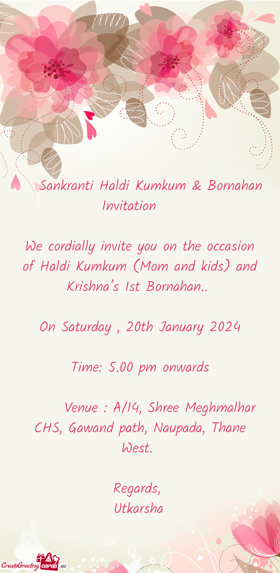 🌺🌻Sankranti Haldi Kumkum & Bornahan Invitation🌺🌻