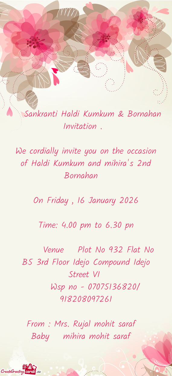 🪁🪁Sankranti Haldi Kumkum & Bornahan Invitation .🧿