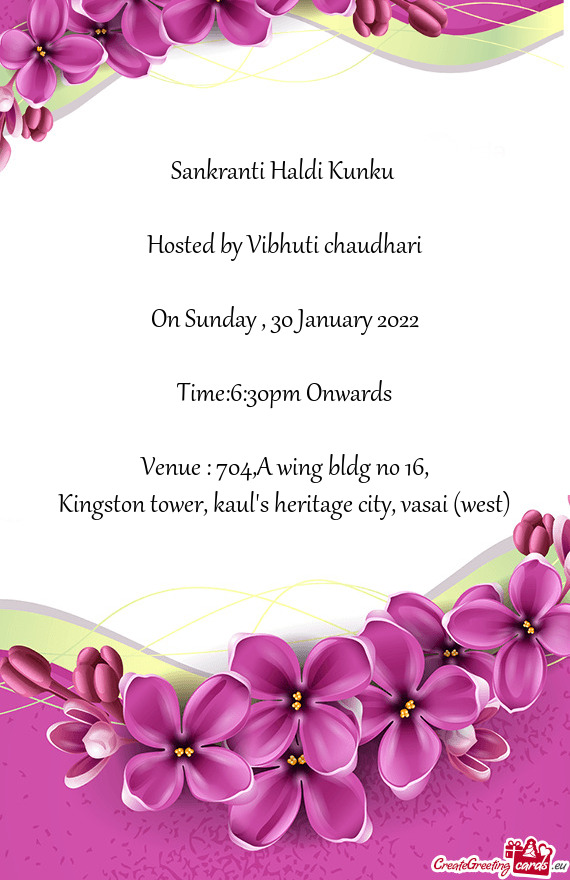 Sankranti Haldi Kunku 
 
 Hosted by Vibhuti chaudhari
 
 On Sunday