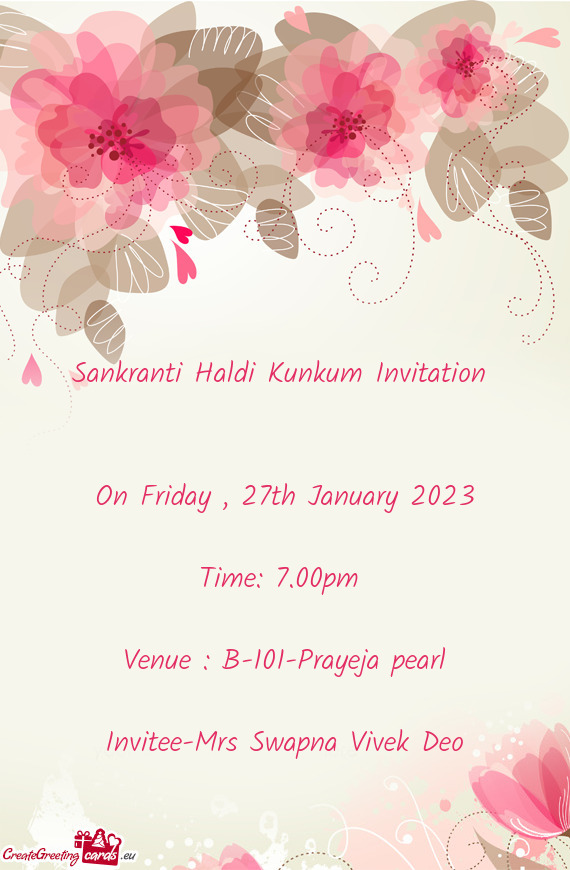 Sankranti Haldi Kunkum Invitation