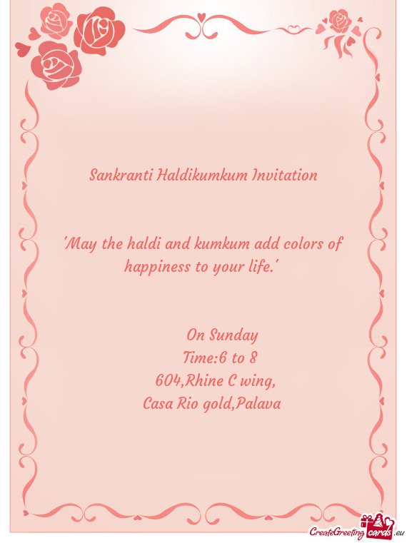 Sankranti Haldikumkum Invitation