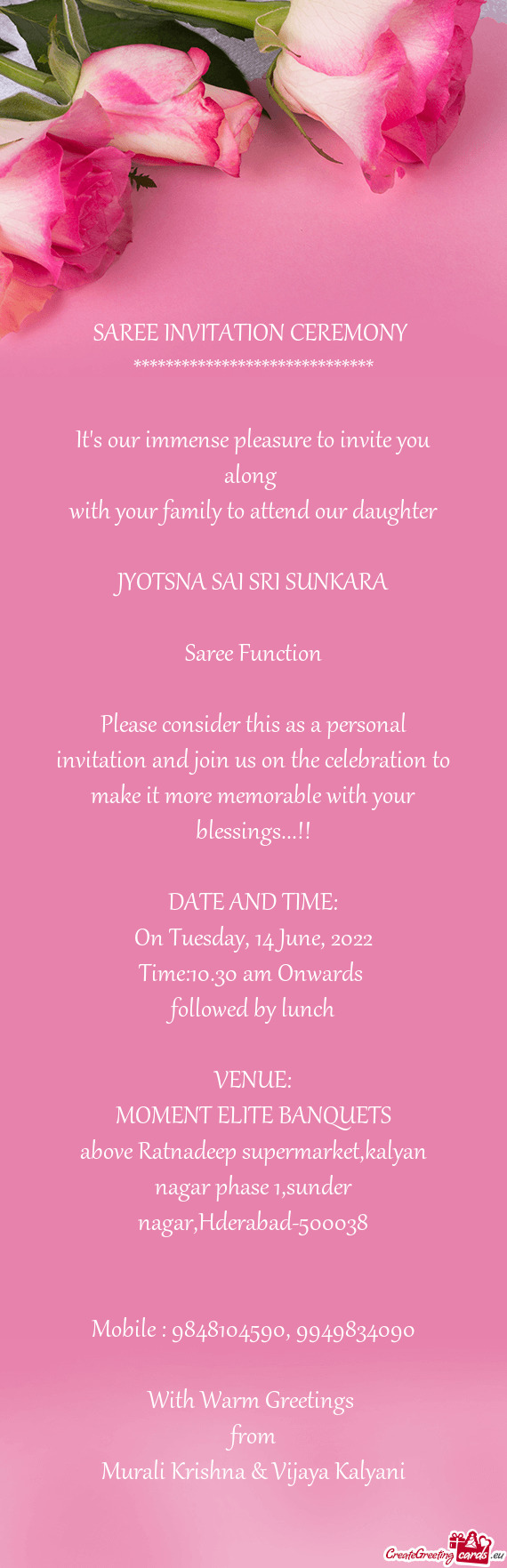 SAREE INVITATION CEREMONY