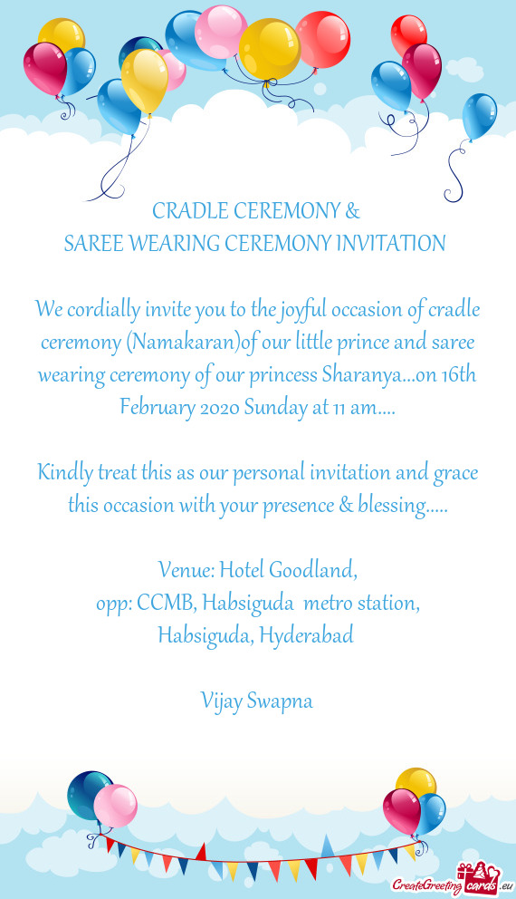 SAREE WEARING CEREMONY INVITATION