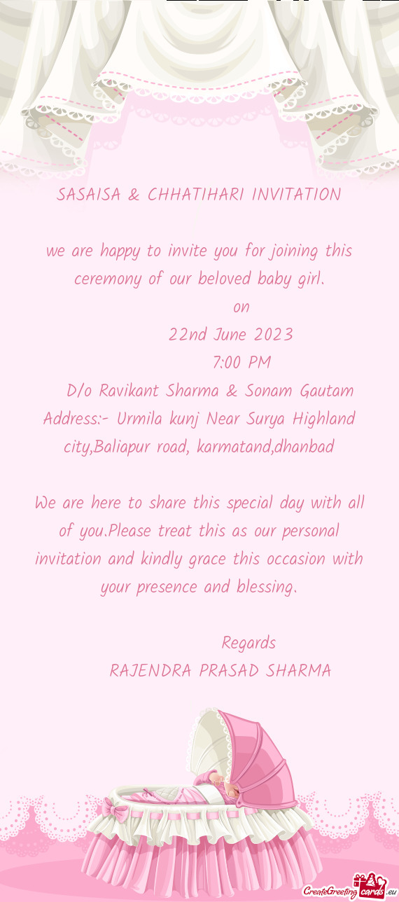 SASAISA & CHHATIHARI INVITATION