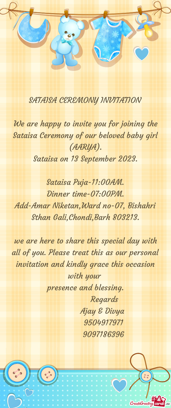 Sataisa Puja-11:00AM