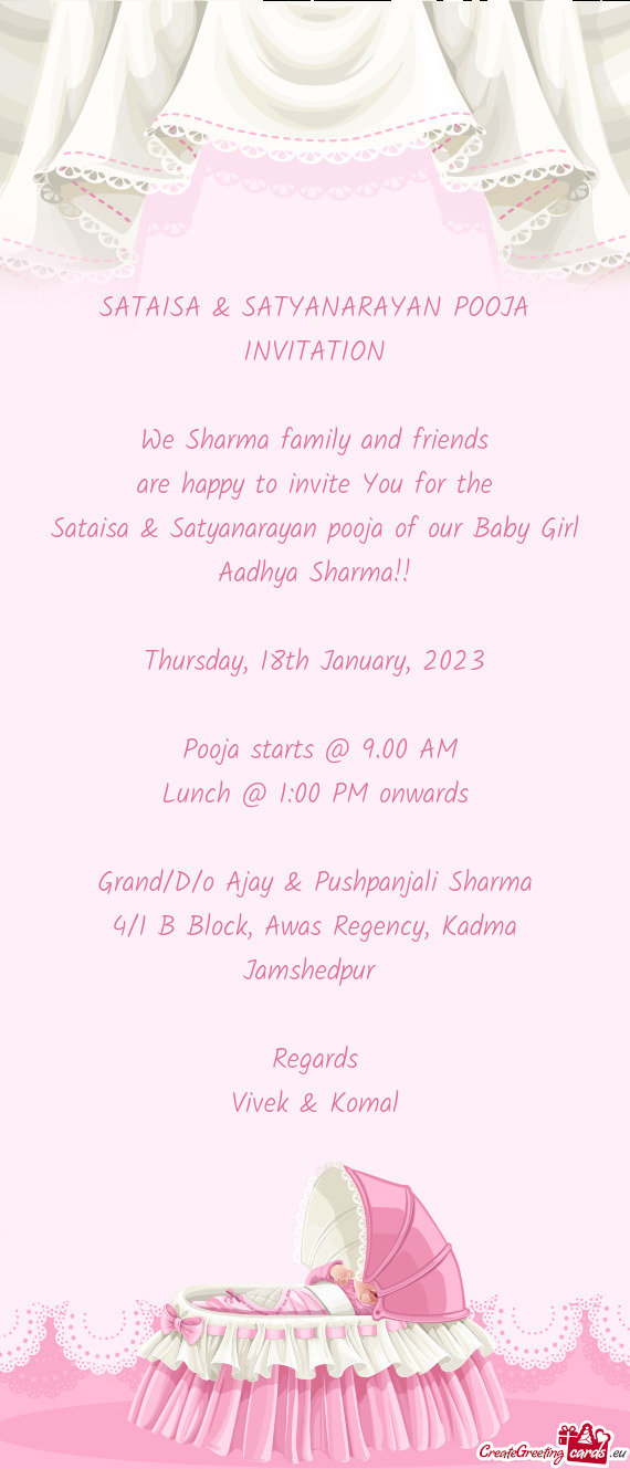 SATAISA & SATYANARAYAN POOJA INVITATION