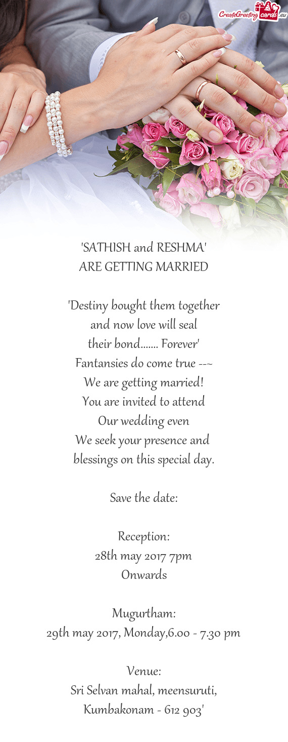 "SATHISH and RESHMA"