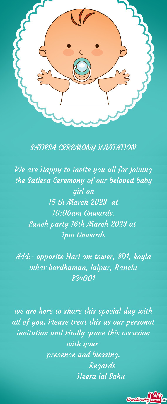 SATIESA CEREMONY INVITATION