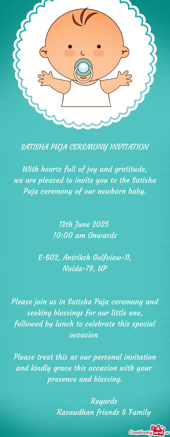 SATISHA PUJA CEREMONY INVITATION