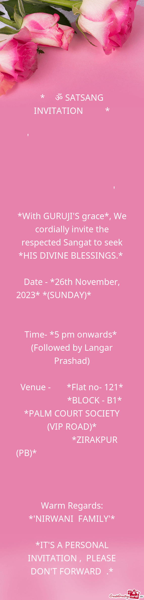 🙏🏻ॐ SATSANG INVITATION ੴ 🙏🏻