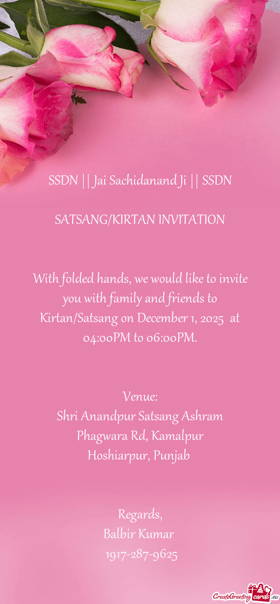 SATSANG/KIRTAN INVITATION