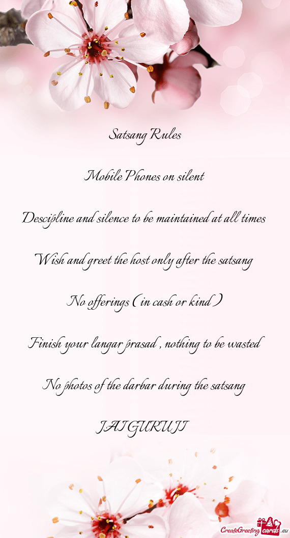 Satsang Rules