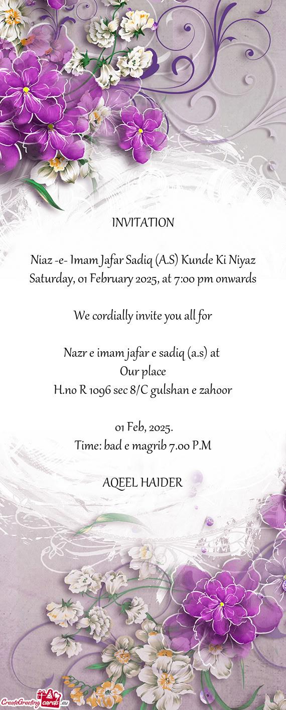 Saturday, 01 February 2025, at 7:00 pm onwards