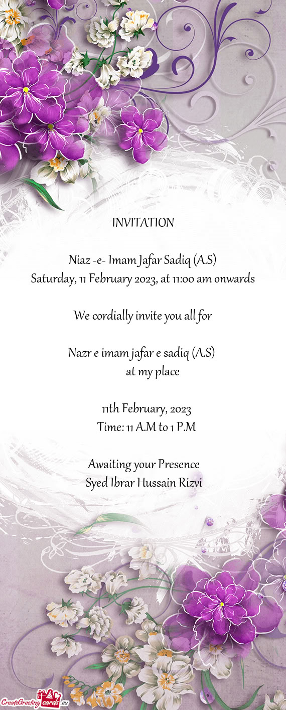 Saturday, 11 February 2023, at 11:00 am onwards