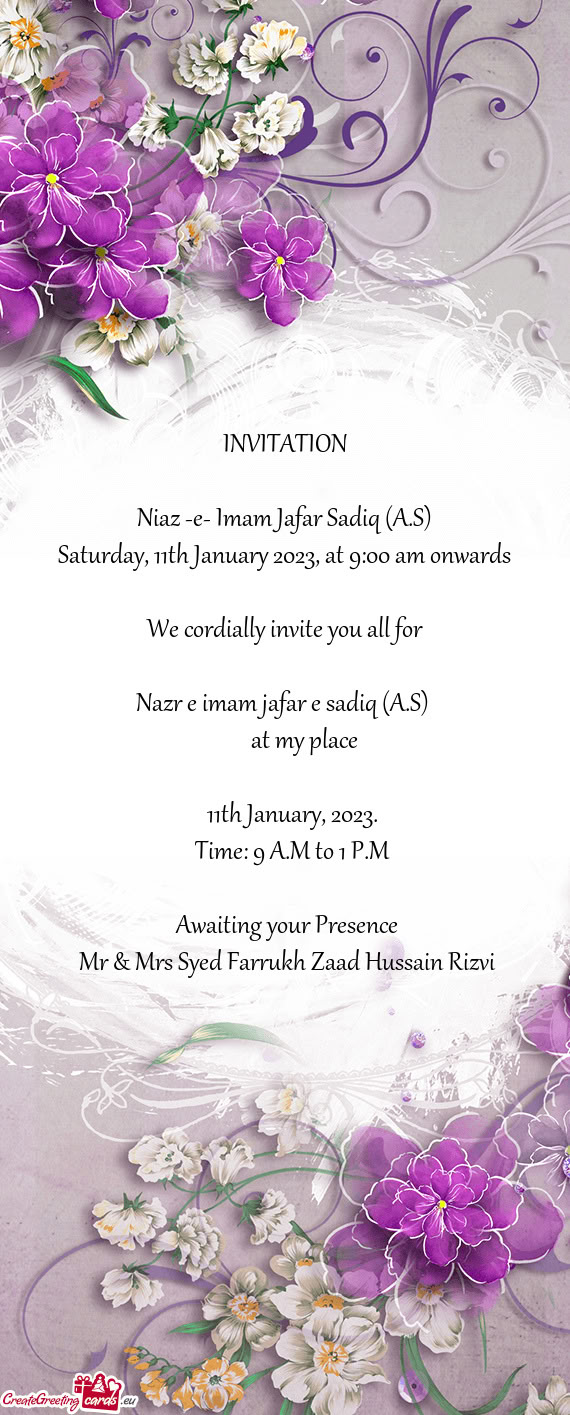 Saturday, 11th January 2023, at 9:00 am onwards