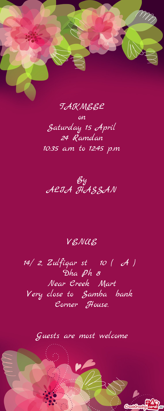 Saturday 15 April