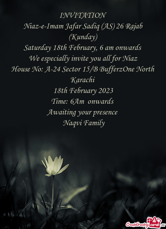 Saturday 18th February, 6 am onwards