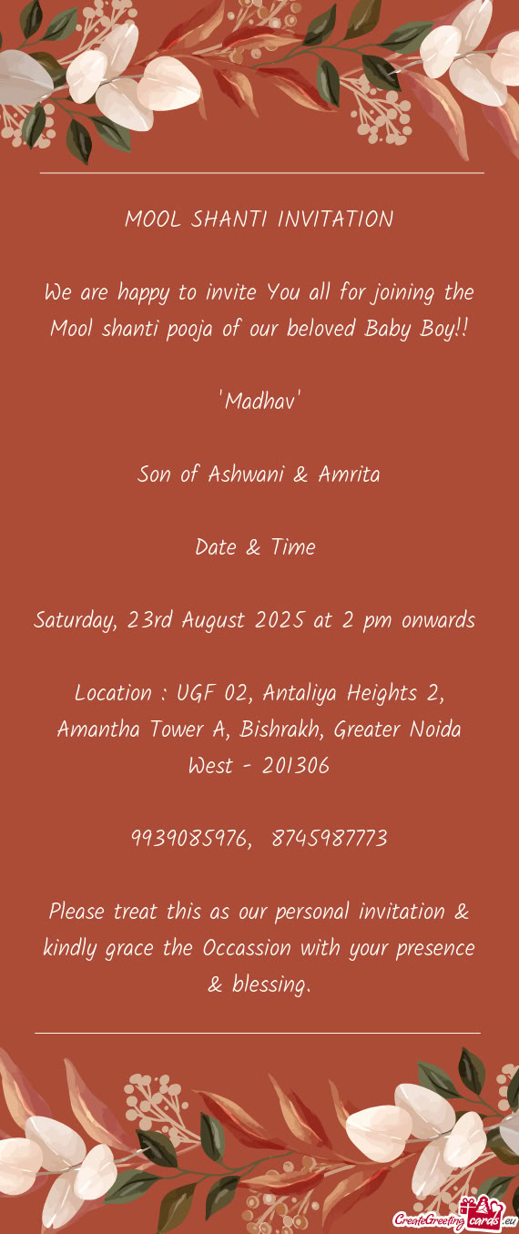 Saturday, 23rd August 2025 at 2 pm onwards
