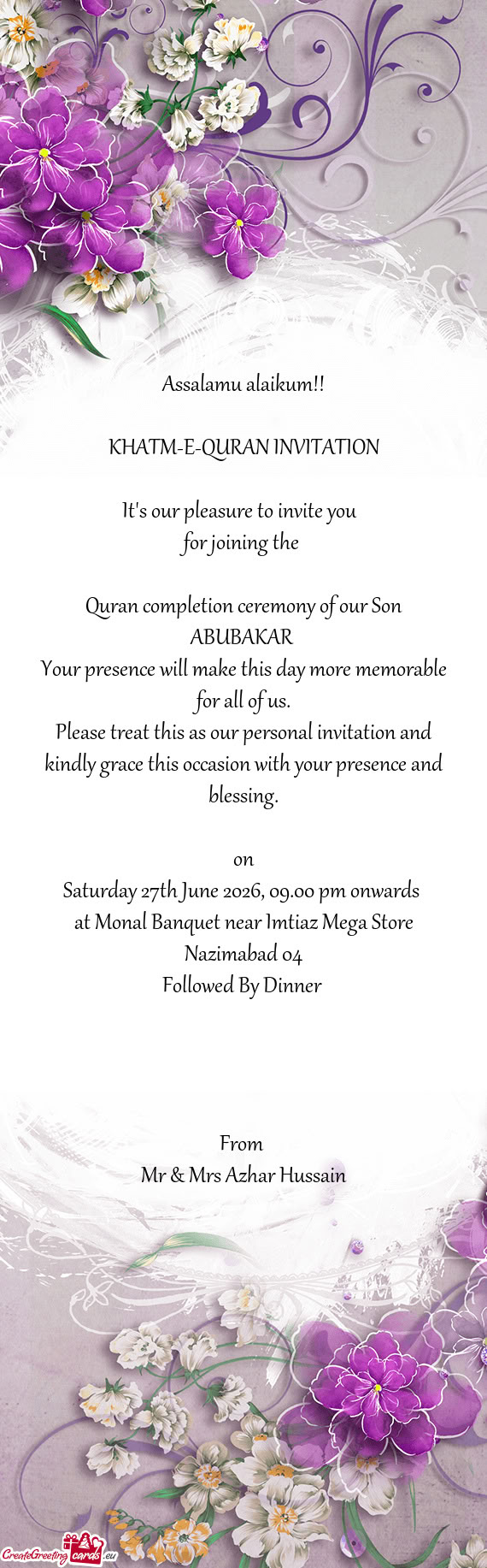 Saturday 27th June 2026, 09.00 pm onwards