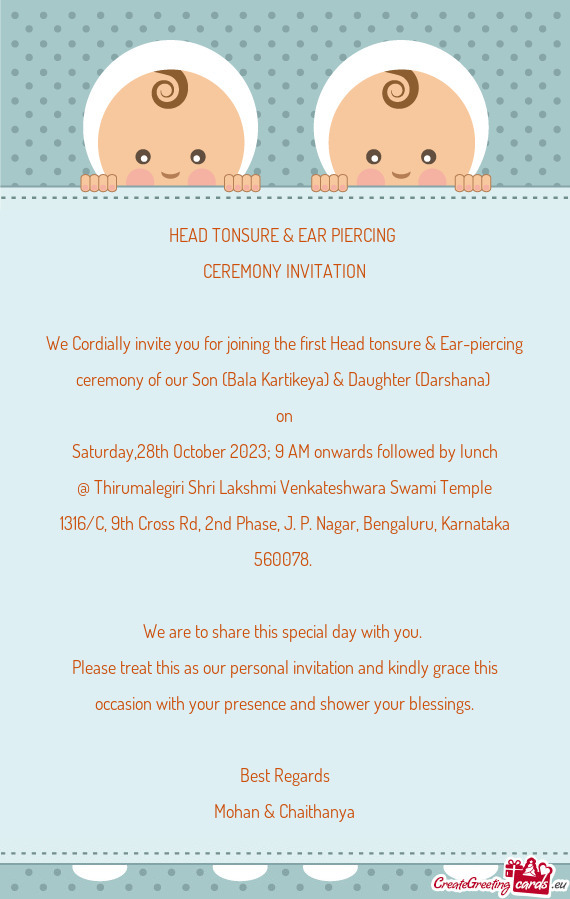 Saturday,28th October 2023; 9 AM onwards followed by lunch