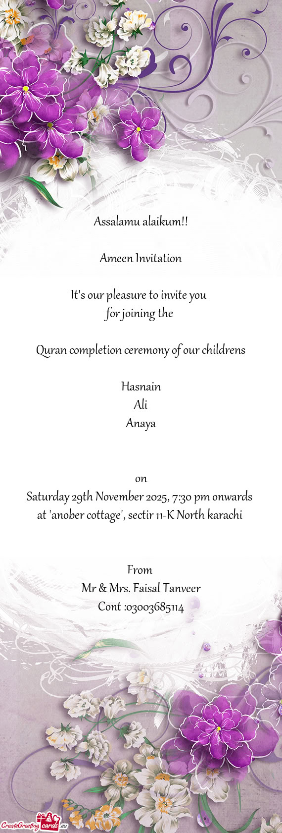Saturday 29th November 2025, 7:30 pm onwards