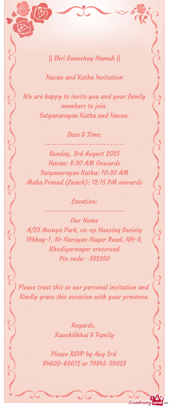 Satyanarayan Katha and Havan