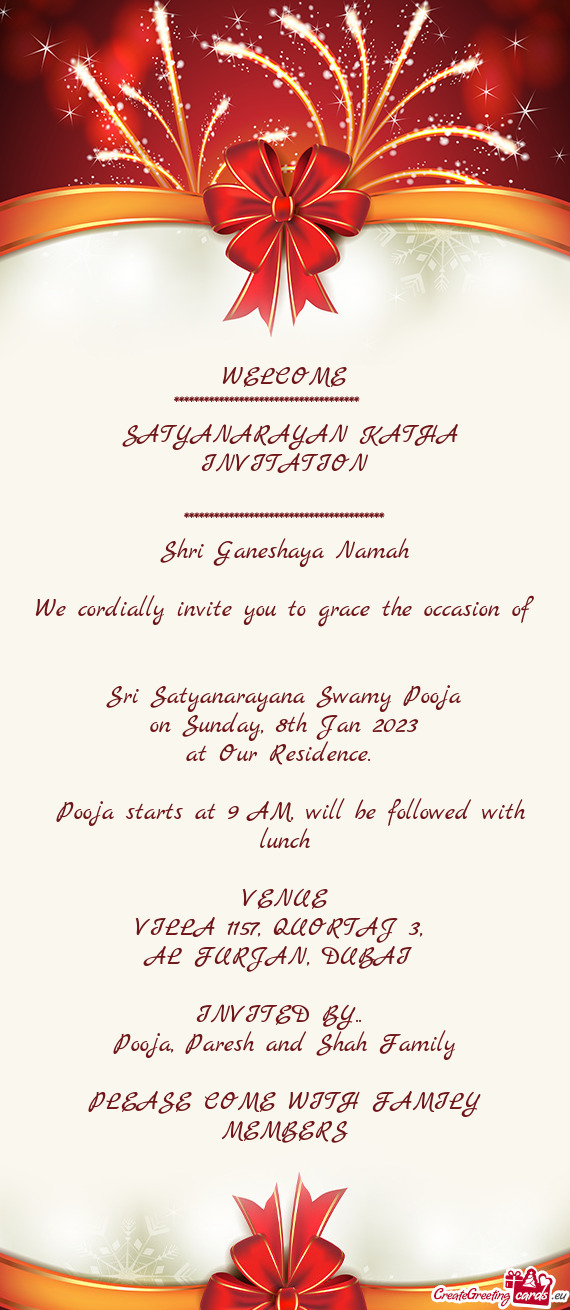 SATYANARAYAN KATHA INVITATION