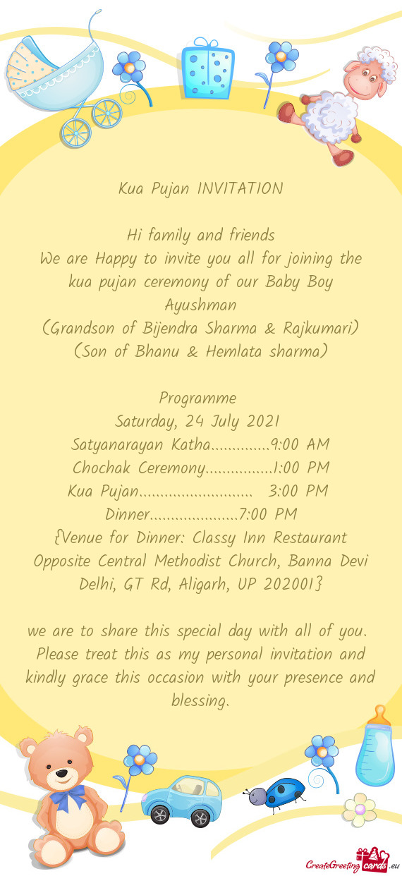 Satyanarayan Katha..............9:00 AM