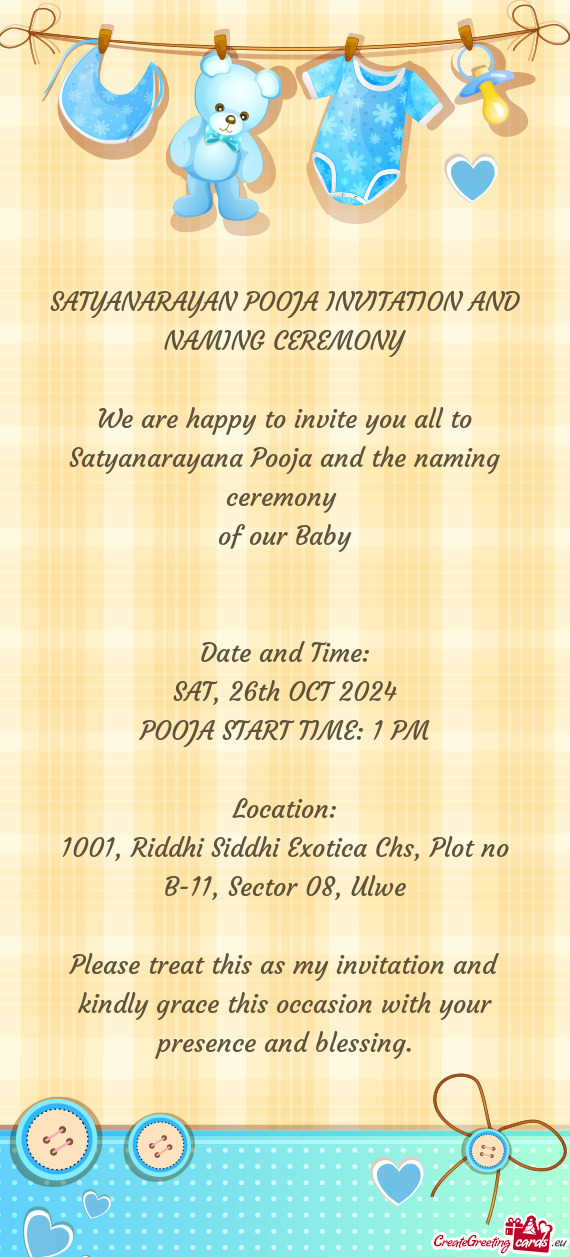 SATYANARAYAN POOJA INVITATION AND NAMING CEREMONY