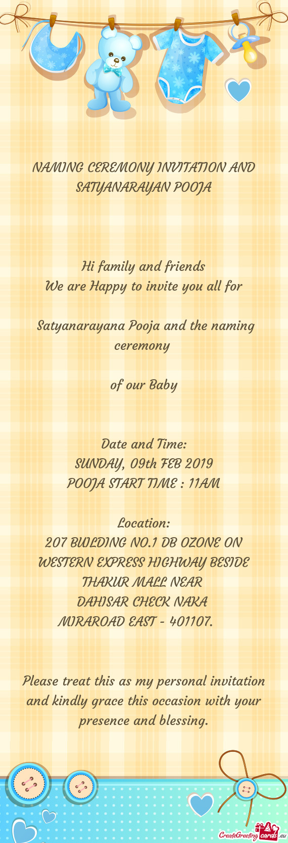 Satyanarayana Pooja and the naming ceremony