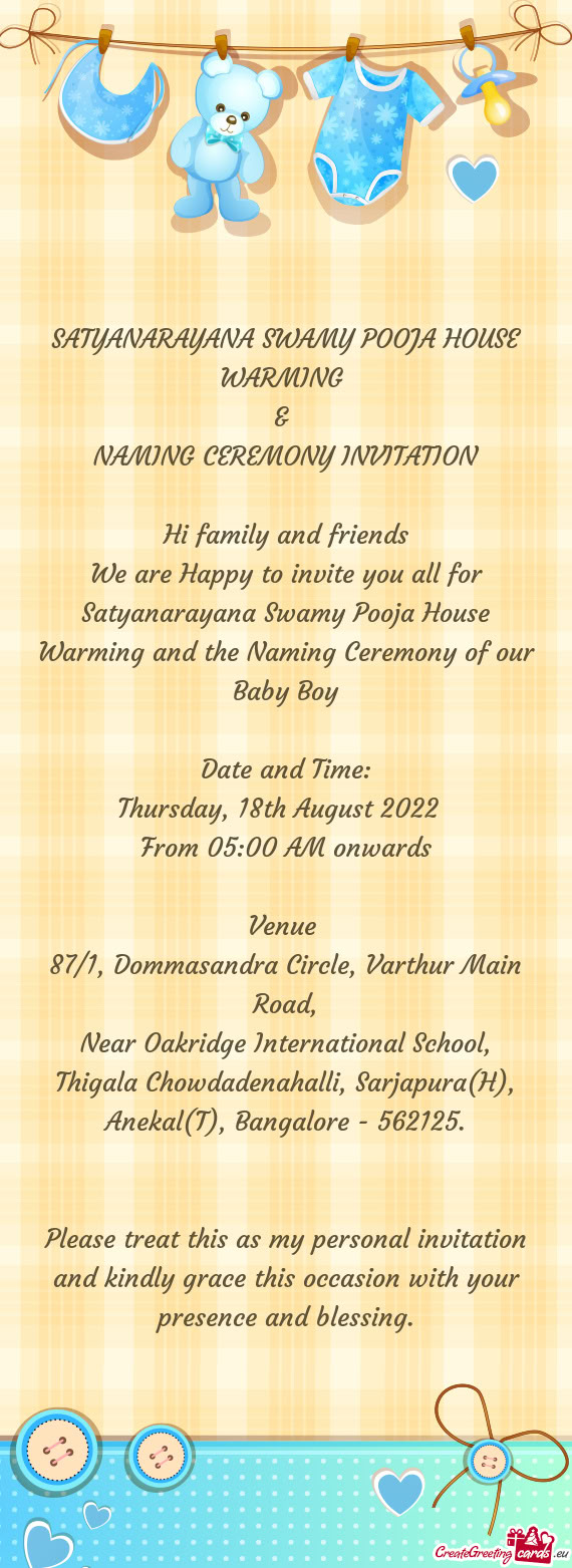 SATYANARAYANA SWAMY POOJA HOUSE WARMING