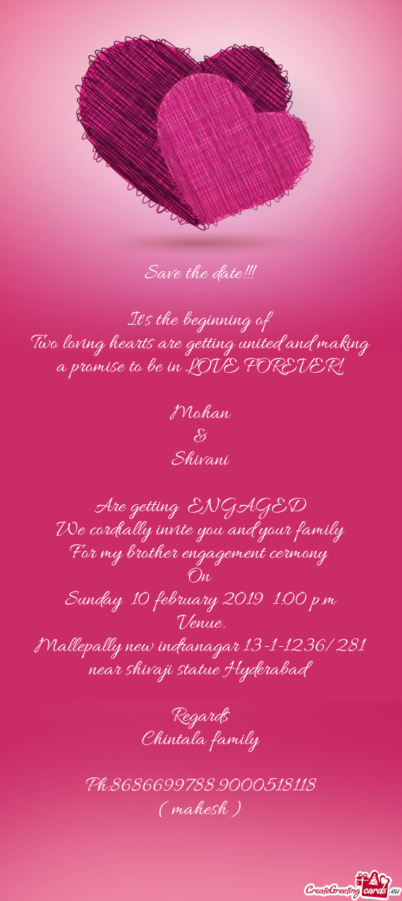 Save the date!!!    It s the beginning of   Two loving