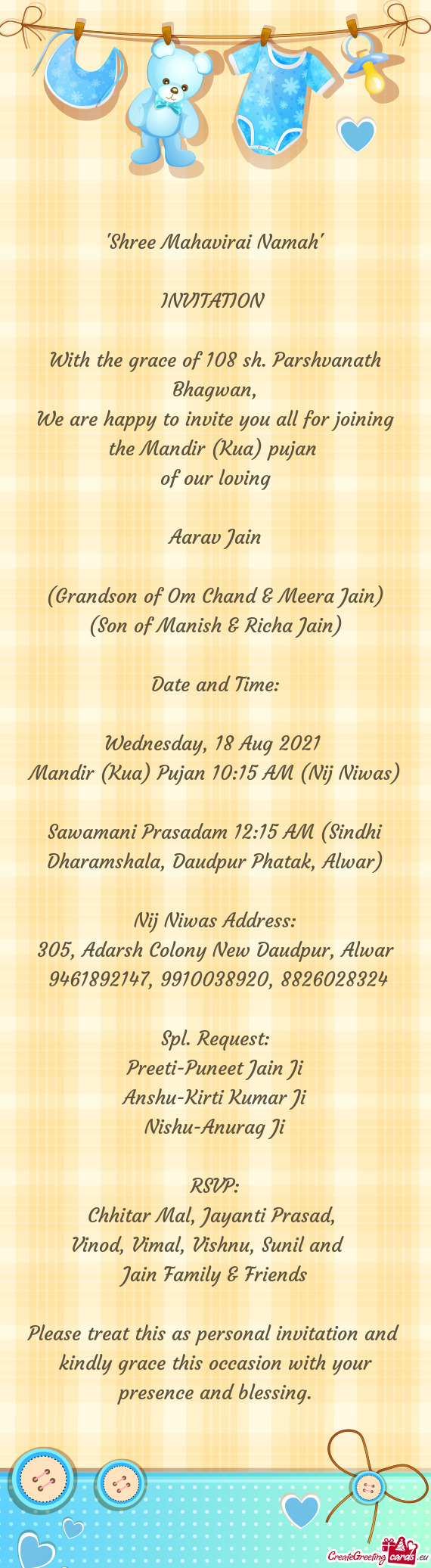 Sawamani Prasadam 12:15 AM (Sindhi Dharamshala, Daudpur Phatak, Alwar)