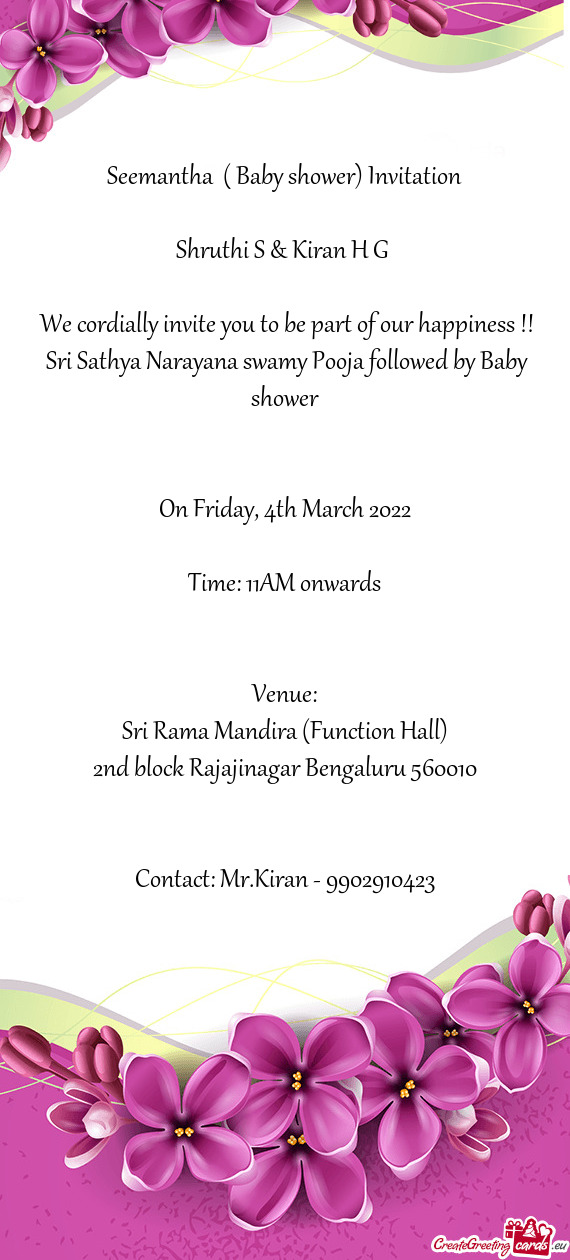 Seemantha ( Baby shower) Invitation