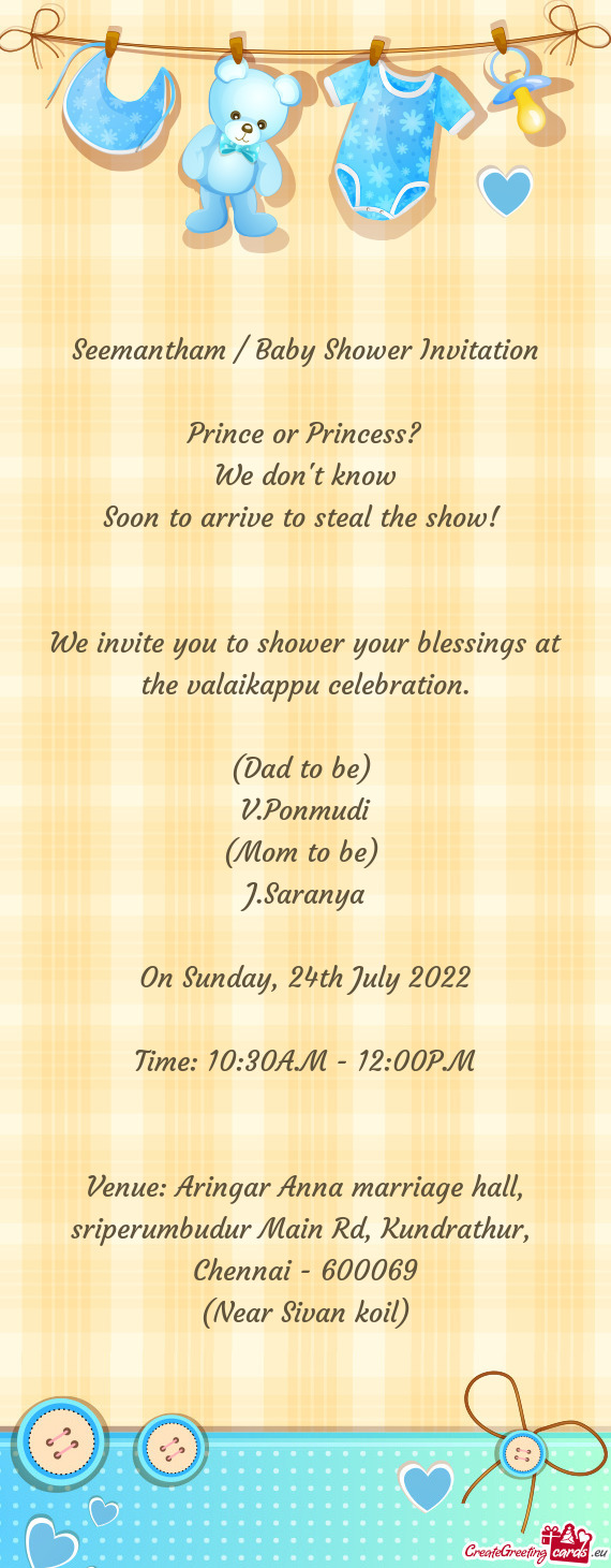 Seemantham / Baby Shower Invitation