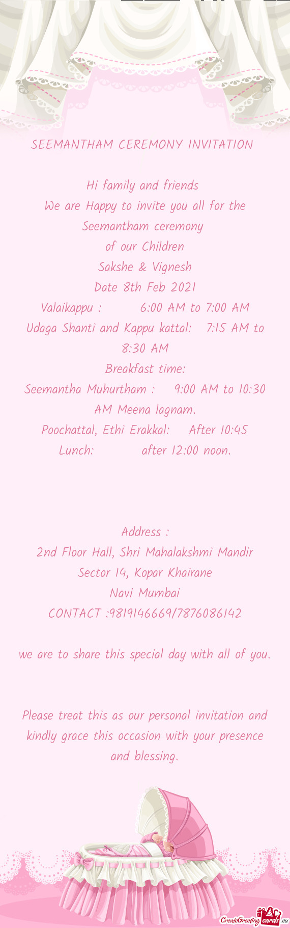 SEEMANTHAM CEREMONY INVITATION