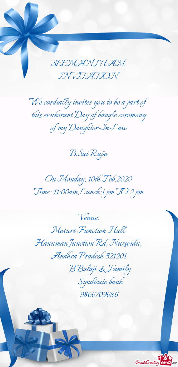 SEEMANTHAM INVITATION