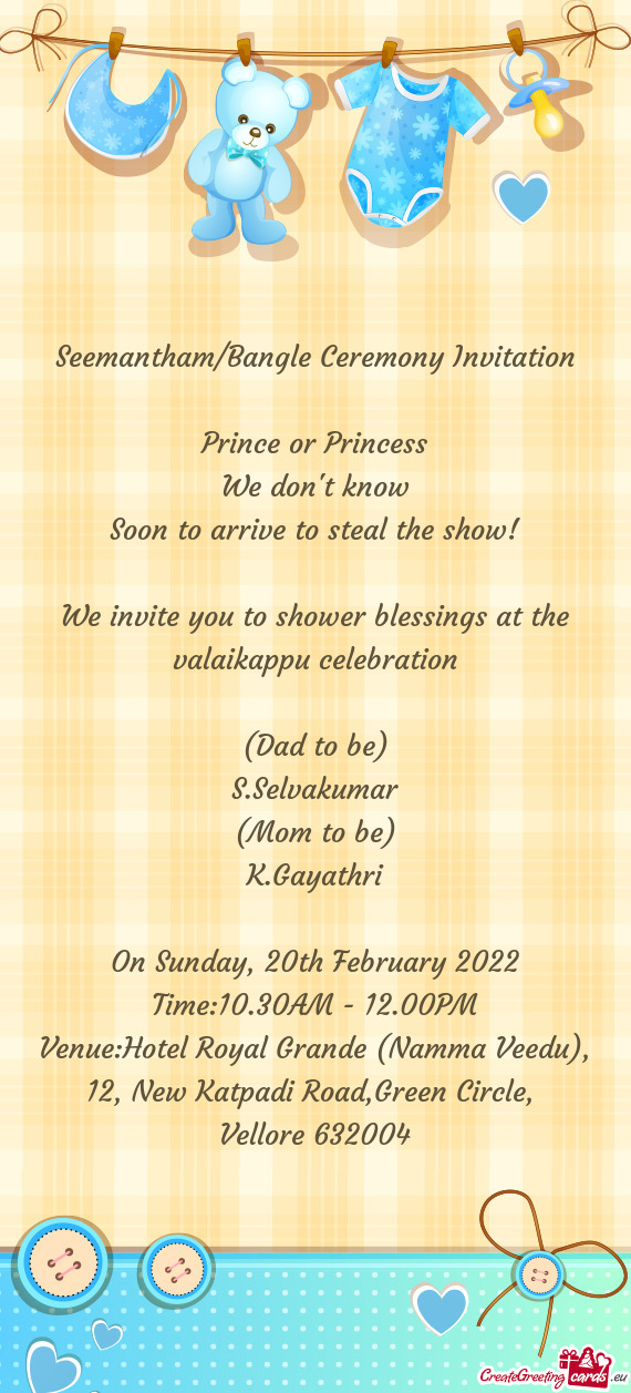 Seemantham/Bangle Ceremony Invitation