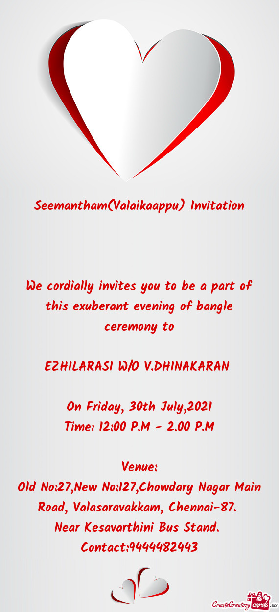 Seemantham(Valaikaappu) Invitation