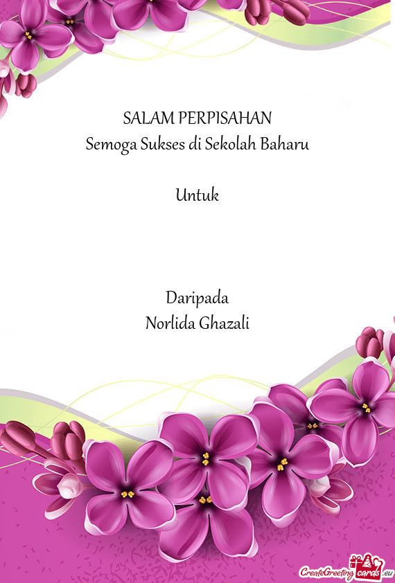 Semoga Sukses di Sekolah Baharu